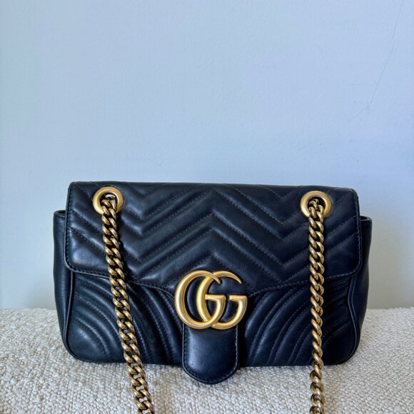 Gucci Handbags - Gucci Marmont Leather Shoulder Bag